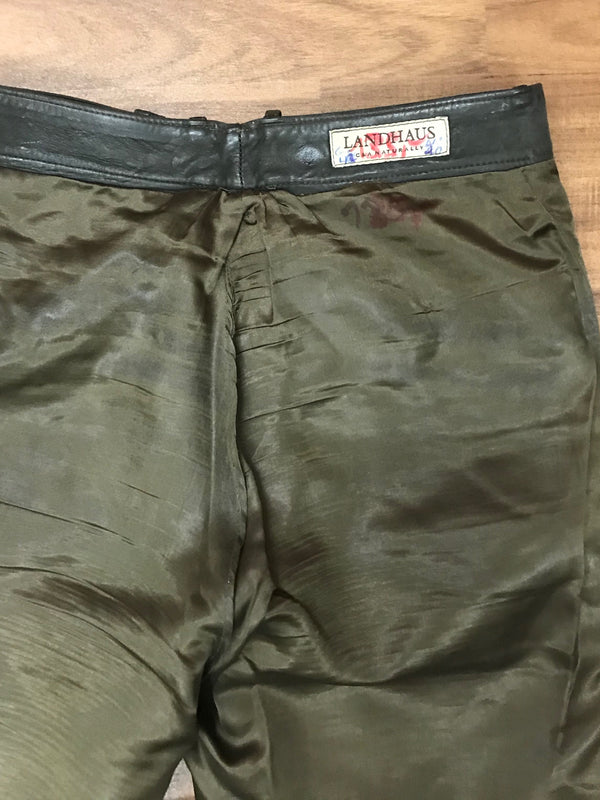 Dunkelgrüne Damen-Trachtenlederhose – Größe 42 | SALE wegen fehlendem Knopf
