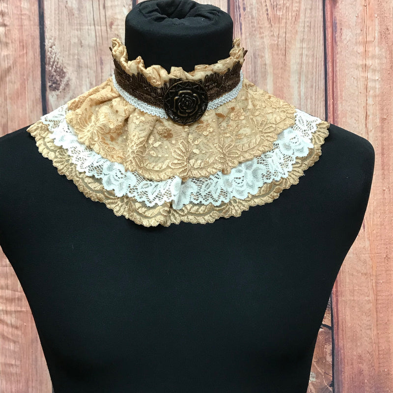 Steampunk Jabot beige, Unikat
