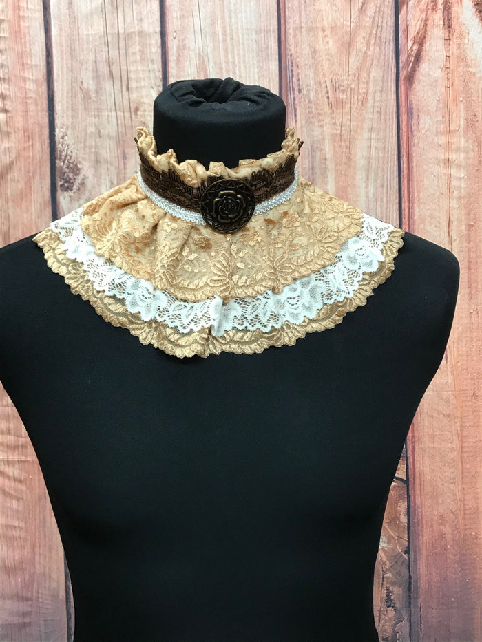 Jabot Steampunk beige, unique