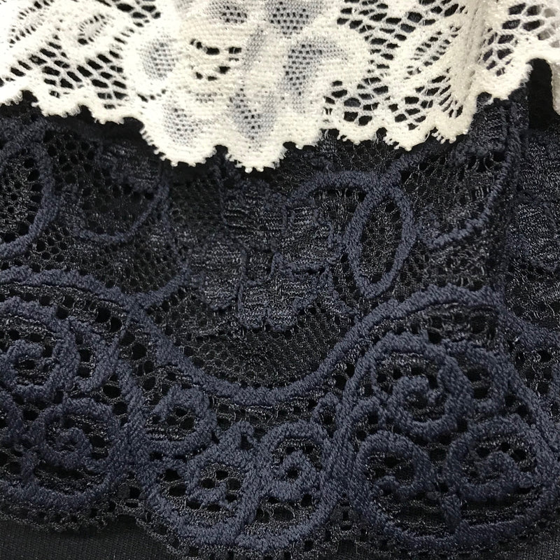 Steampunk Jabot mit Schwarzer und Weißer Spitze