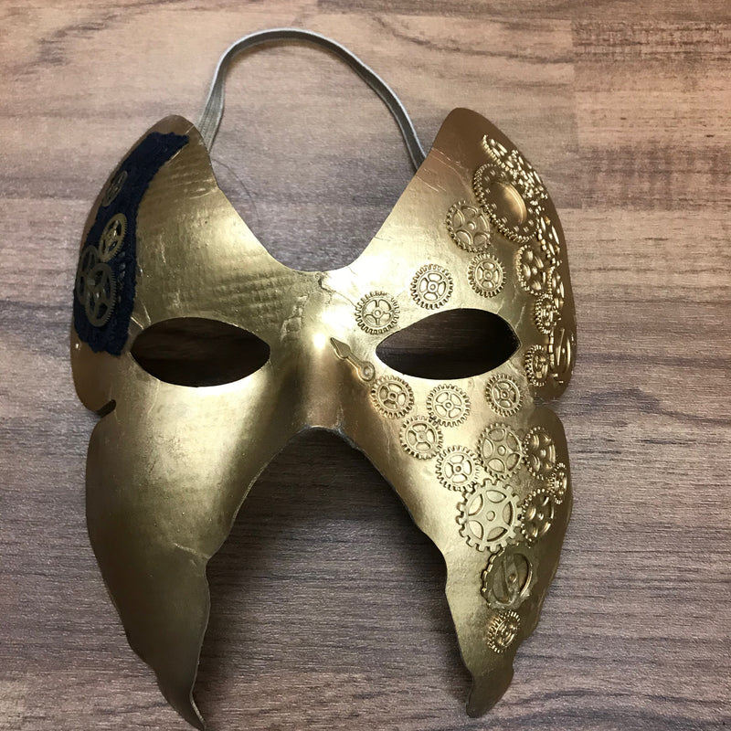 Steampunk Maske mit Zahnrädern, goldfarbend