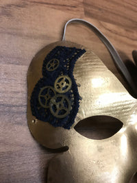 Steampunk Maske mit Zahnrädern, goldfarbend