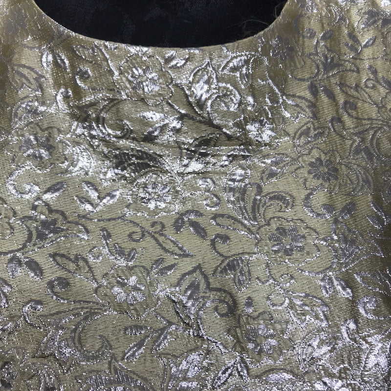 Vintage Kleid – Gr. 38, Gold mit Jacquard-Muster, ca. 1970er
