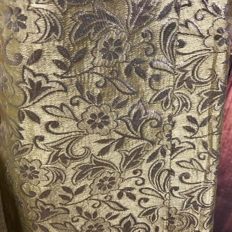 Vintage Kleid – Gr. 38, Gold mit Jacquard-Muster, ca. 1970er