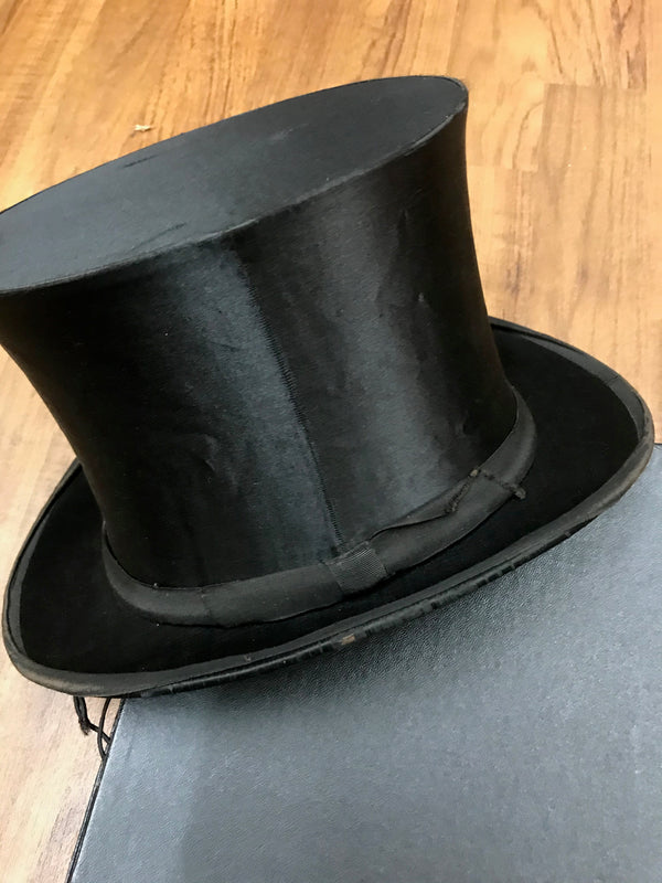 Vintage Chapeau Claque Hut mit Hutschachtel Gr.56