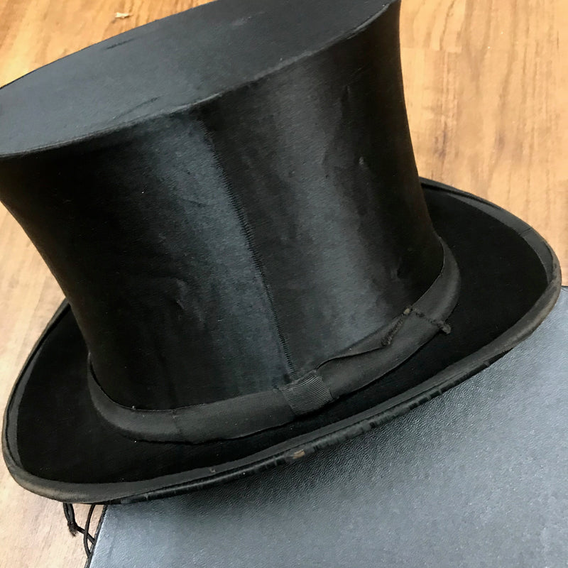 Vintage Chapeau Claque Hut mit Hutschachtel Gr.56