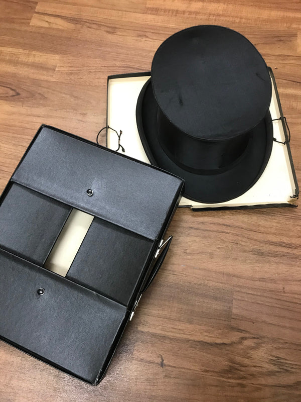 Vintage Chapeau Claque Hut mit Hutschachtel Gr.56