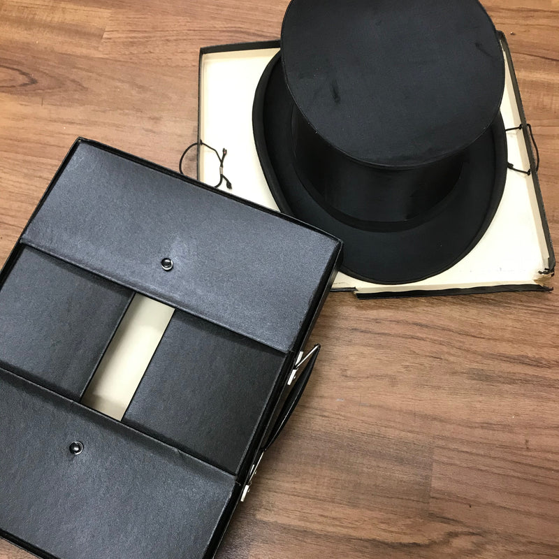 Vintage Chapeau Claque Hut mit Hutschachtel Gr.56