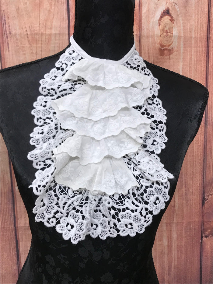 Vintage Jabot, Halsbinde, Halsrüsche aus Baumwolle