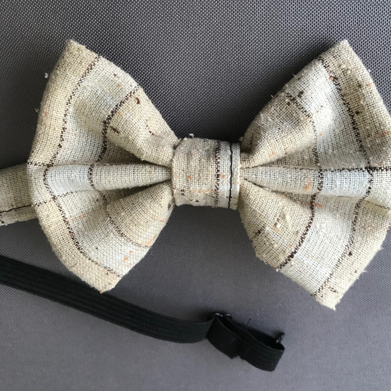 Vintage Fliege beige mit Streifen, handgemacht, 12x8 cm, verstellbar.