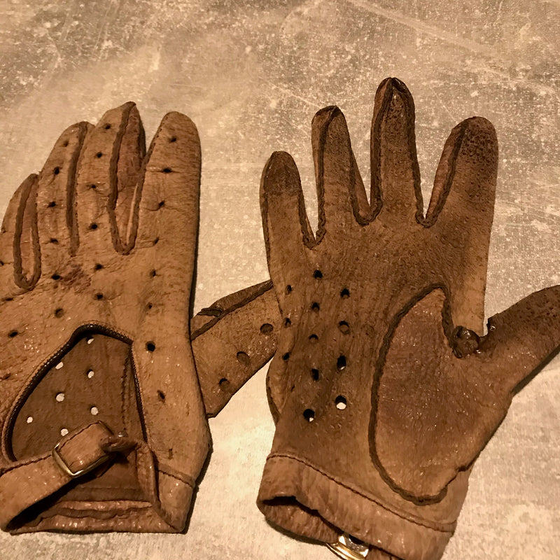 Antike Autohandschuhe Oldtimer, braun