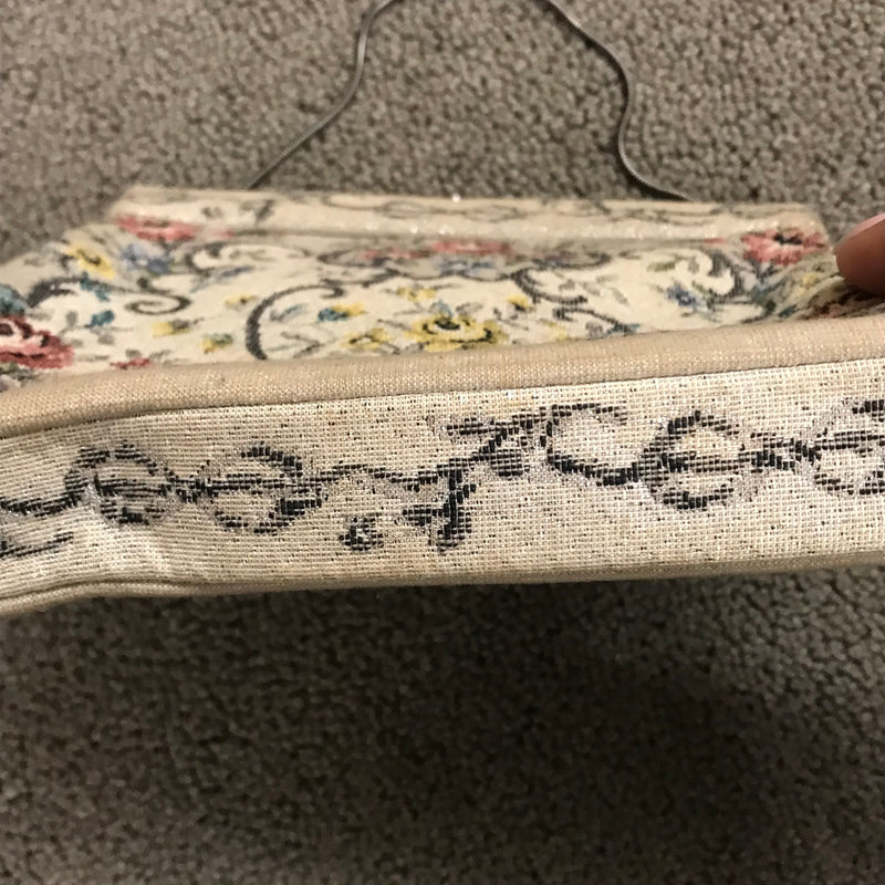Antike Vintage Gobelin Handtasche, Florales Design
