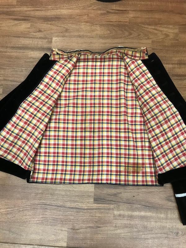 Antike Uniformjacke Samtjacke Dreireiher ca. Gr.44 Schwarzer Samt