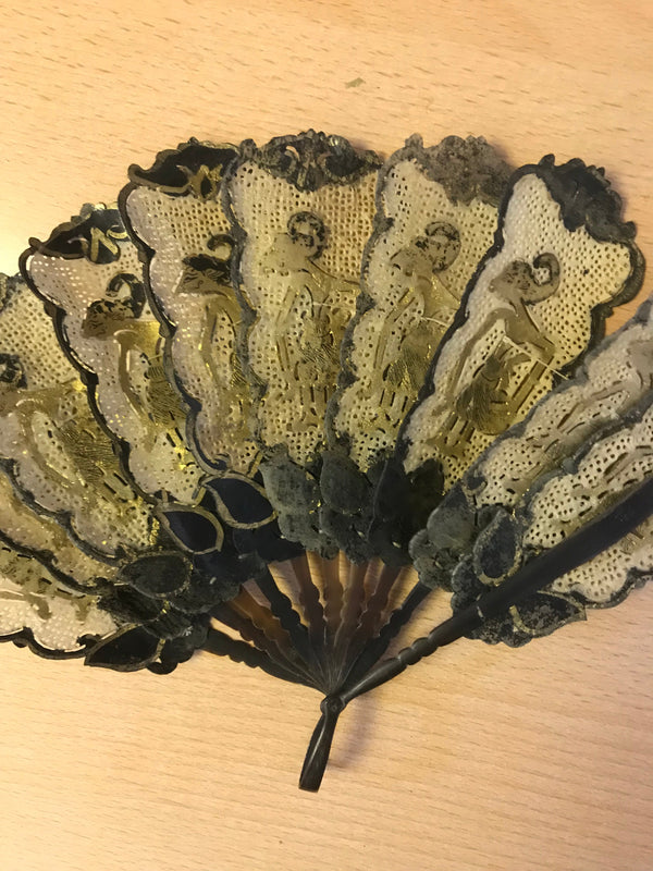 Antiker Handfächer spätes 19.Jahrhundert (skin parchment)