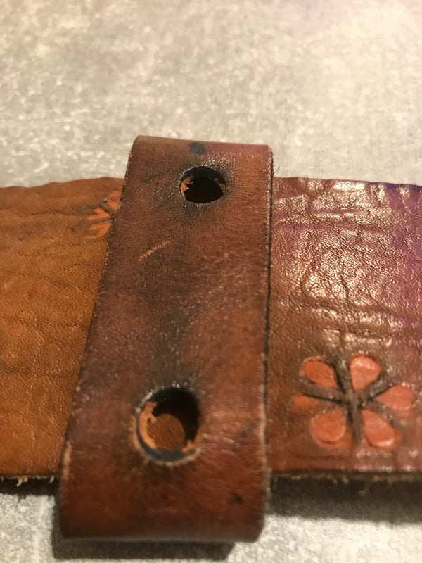 Antiker brauner Ledergürtel große Schnalle Vintage