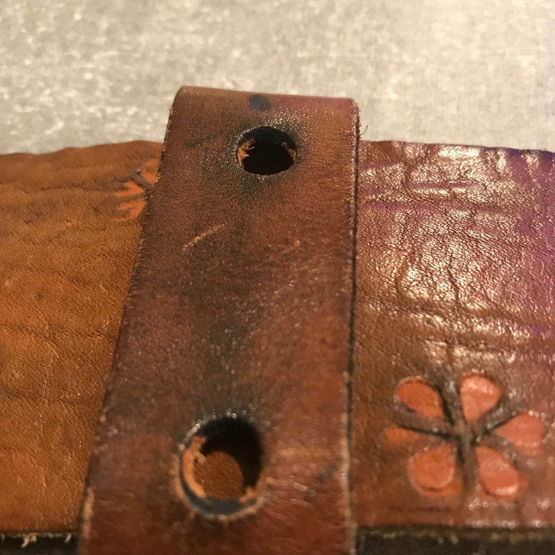 Antiker brauner Ledergürtel große Schnalle Vintage