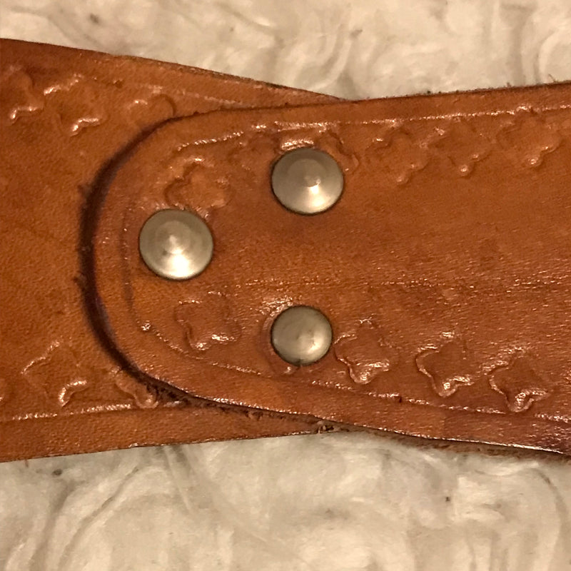Antiker brauner Damen Ledergürtel gestanzt, Vintage Miedergürtel