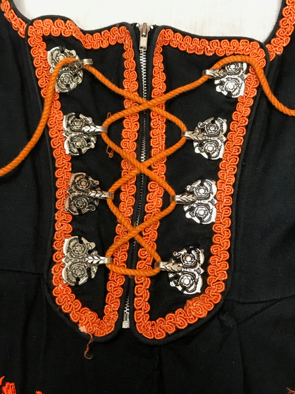 Vintage Dirndl Bestickt Balkonett Gr.32