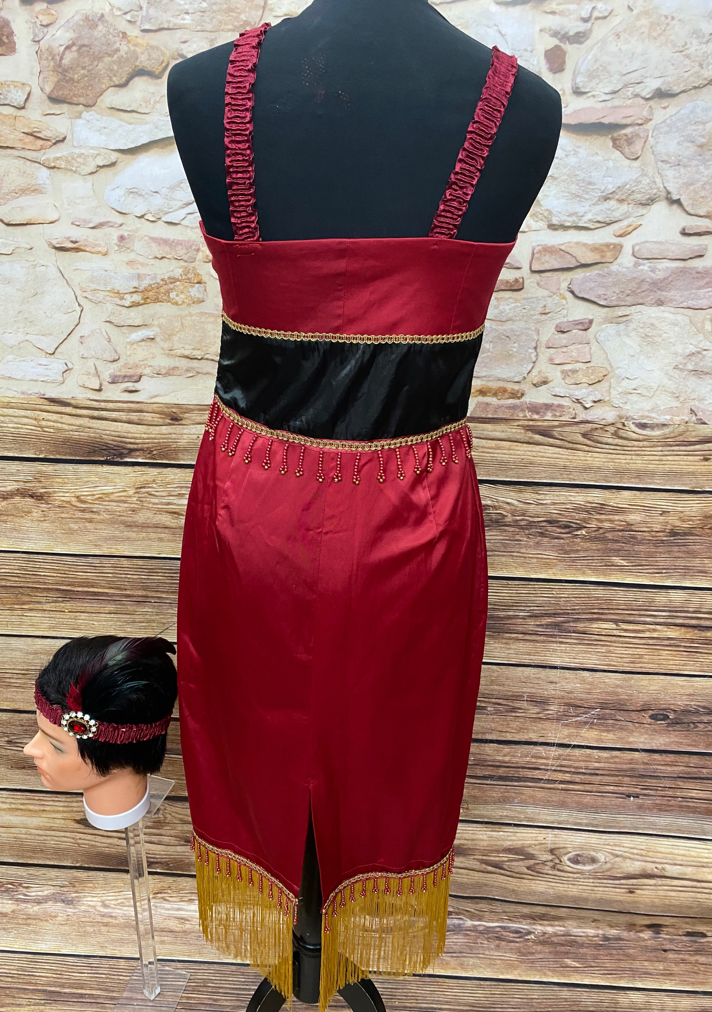20er Jahre Kleid, Kostüm rot, Pailletten und Fransen Gr.36  Unikat