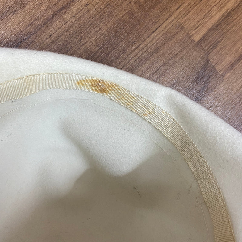 20er Jahre Topfhut, creme, Cloche Gr.56 Unikat, Handveredelt, Unikat