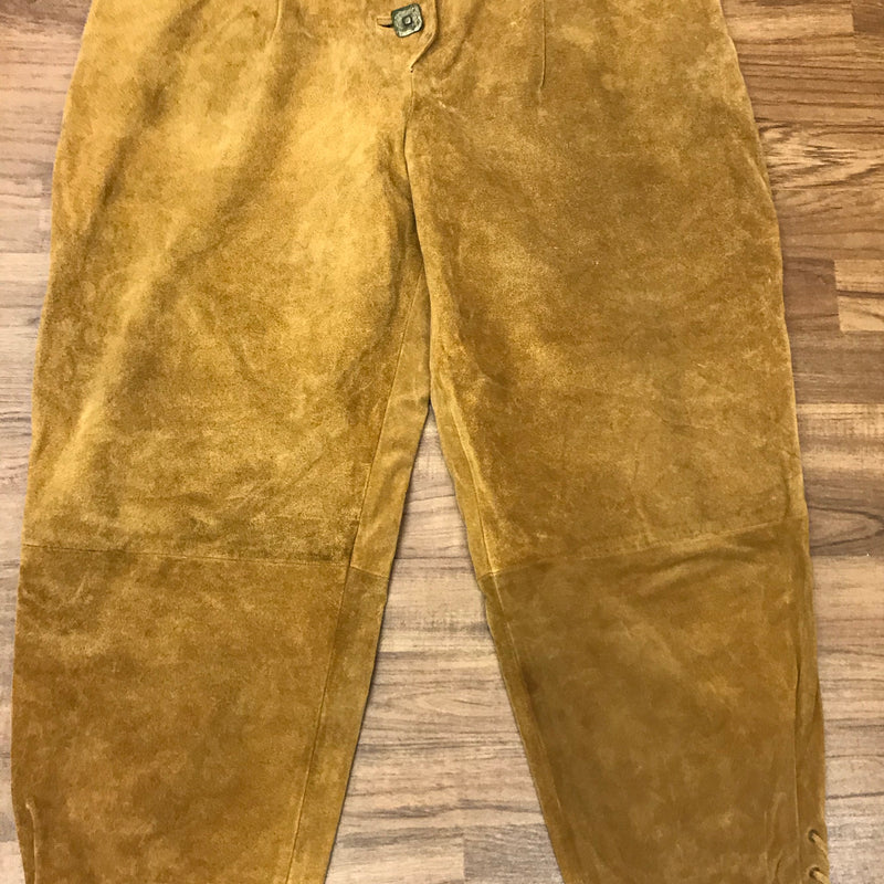Damen-Kniebundlederhose Größe 50 aus sämisch weichem Echtleder von Alphorn – Vintage-Trachtenhose