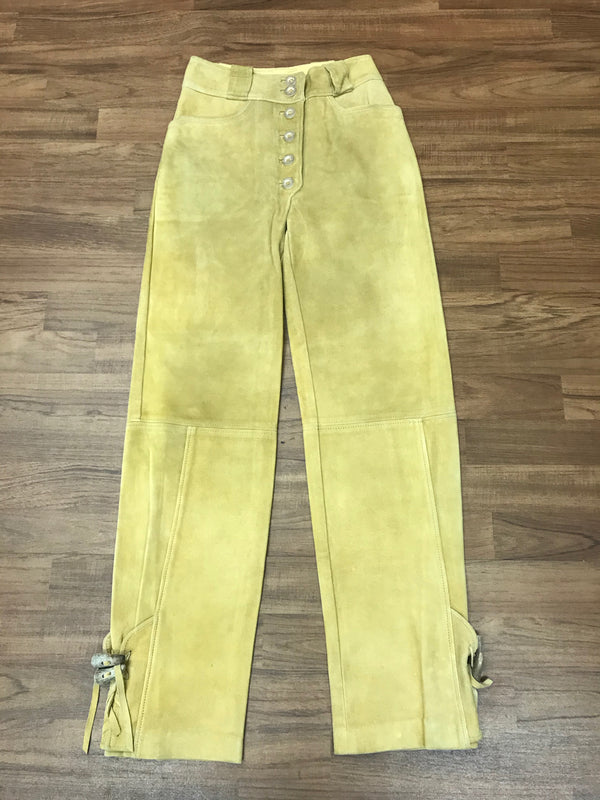 Gelbe Damen-Trachtenlederhose Größe 36 von Beckert Modell – sämisch weiches Echtleder, Vintage