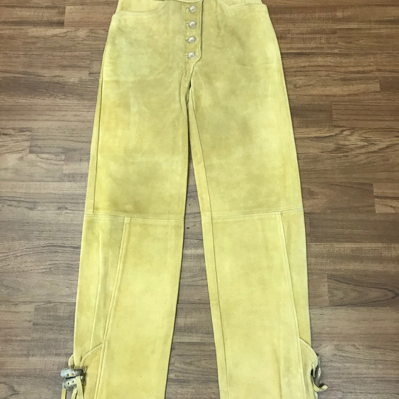 Gelbe Damen-Trachtenlederhose Größe 36 von Beckert Modell – sämisch weiches Echtleder, Vintage