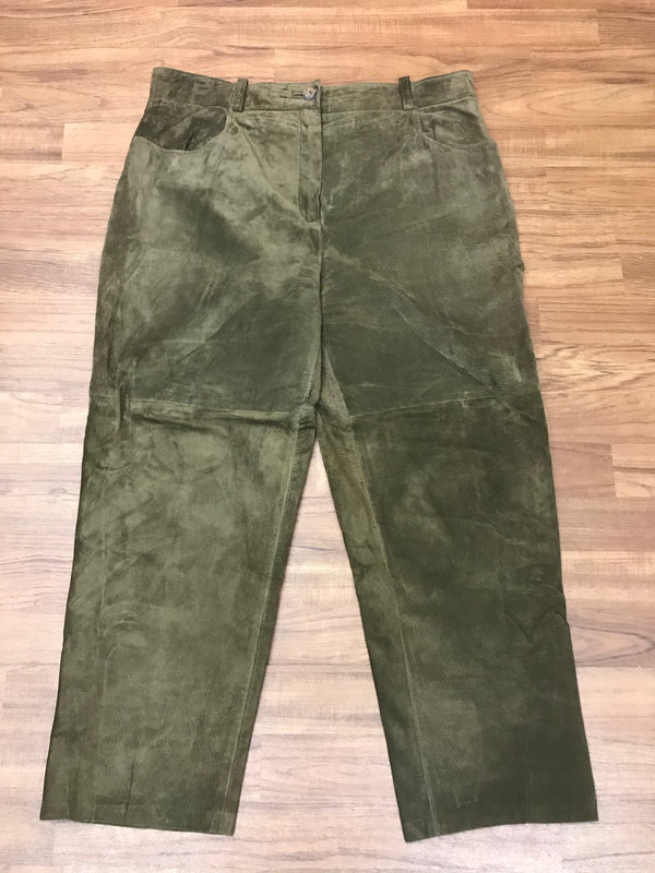 Dunkelgrüne Damen-Trachtenlederhose Größe 50 von Alphorn – aus Echtleder, Vintage-Zustand