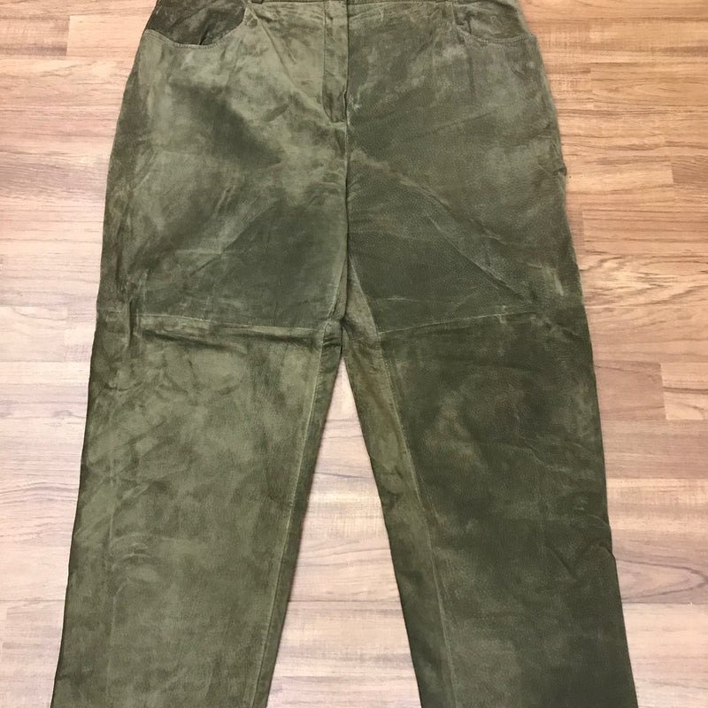 Dunkelgrüne Damen-Trachtenlederhose Größe 50 von Alphorn – aus Echtleder, Vintage-Zustand