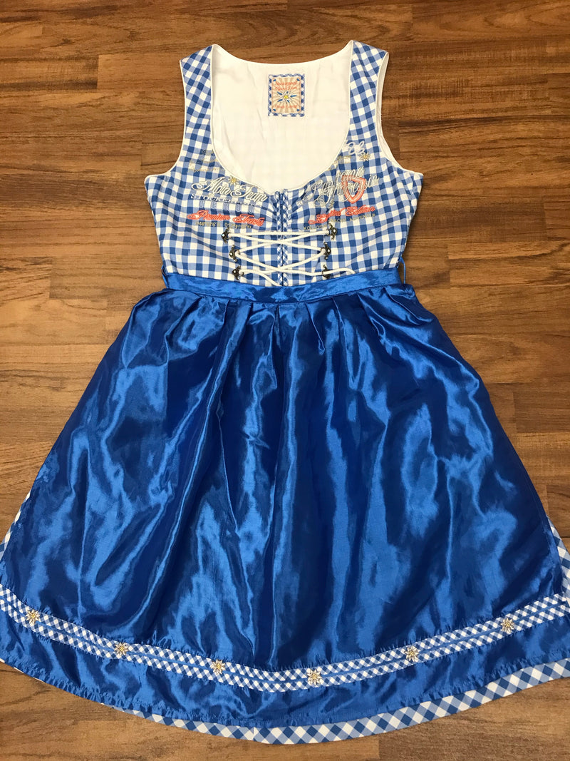 Dirndl taille 38, carreaux bleus