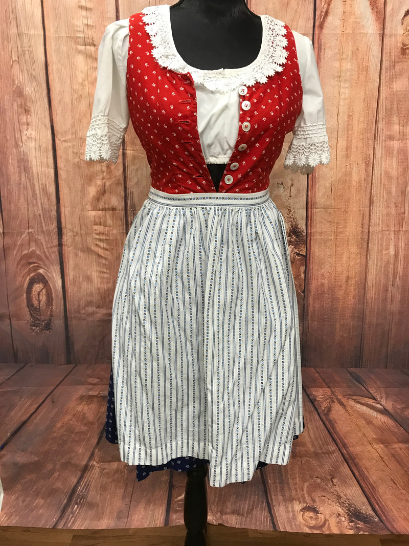 Vintage Dirndl Gr.32  rot/blau