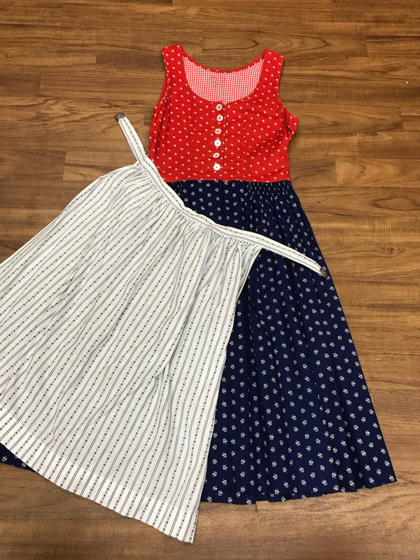 Vintage Dirndl Gr.32  rot/blau