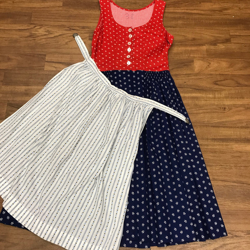 Vintage Dirndl Gr.32  rot/blau