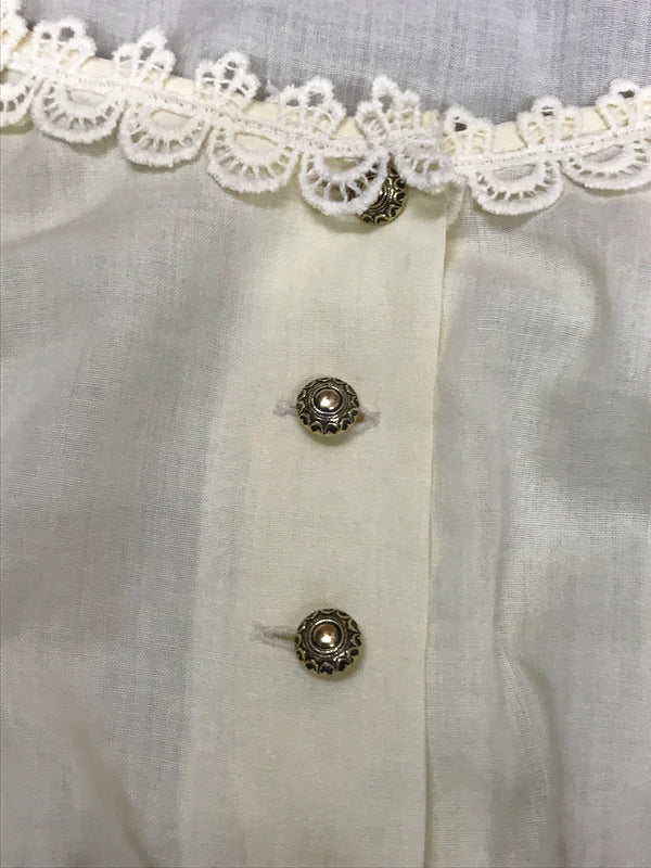 70er Jahre Vintage Dirndlbluse Gr.38, beige mit Glockenärmel