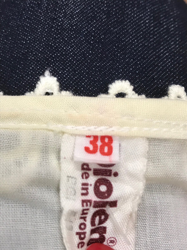 70er Jahre Vintage Dirndlbluse Gr.38, beige mit Glockenärmel