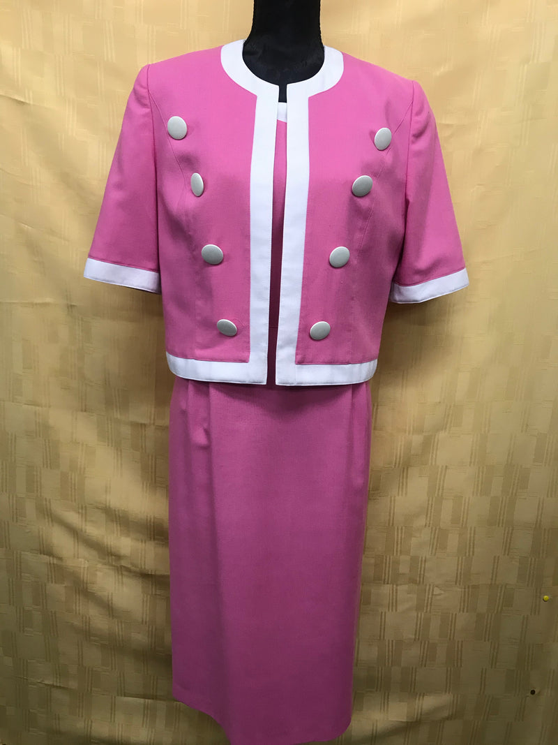 Vintage Kleid mit Jacke im Doris Day Stil Vintage-Kostüm von Fink Modell in Pink