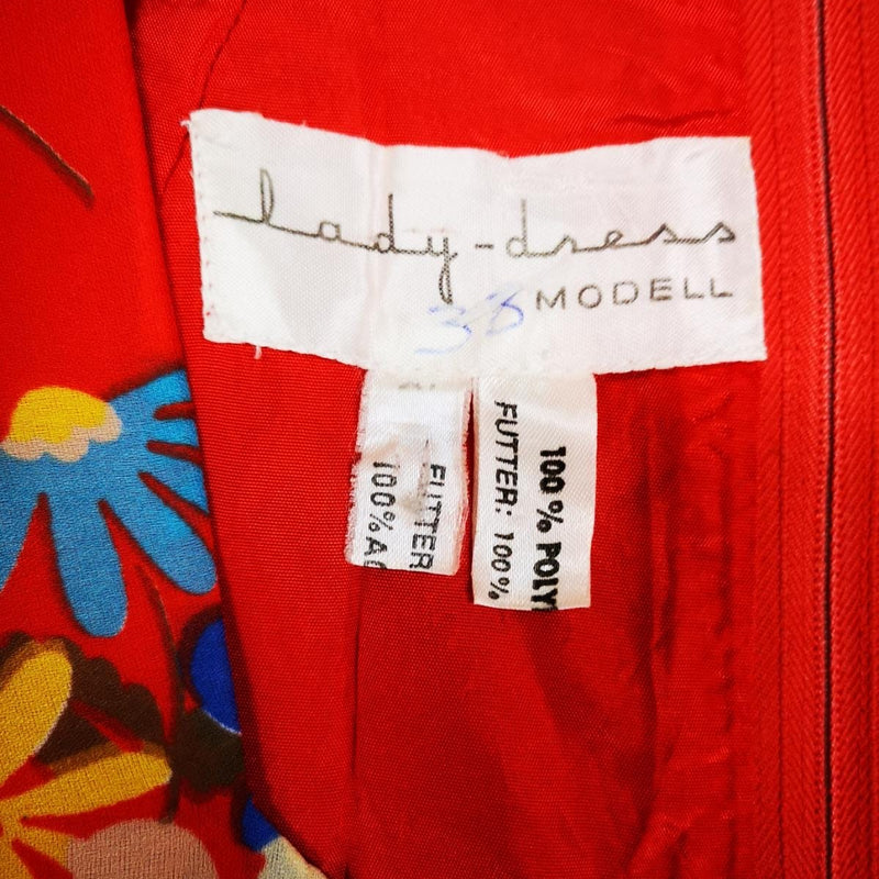 Vintage Kleid – Gr. 36, Rot mit Blumenmuster, 1980er
