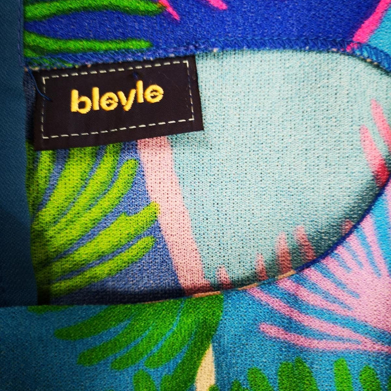 Vintage Kleid – Bleyle, Gr. 42, Blau mit buntem Print, ca. 1980er