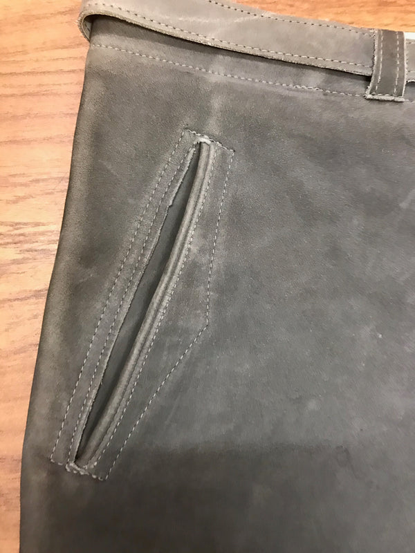Graue Kniebundlederhose für Herren – Vintage aus den 80/90ern