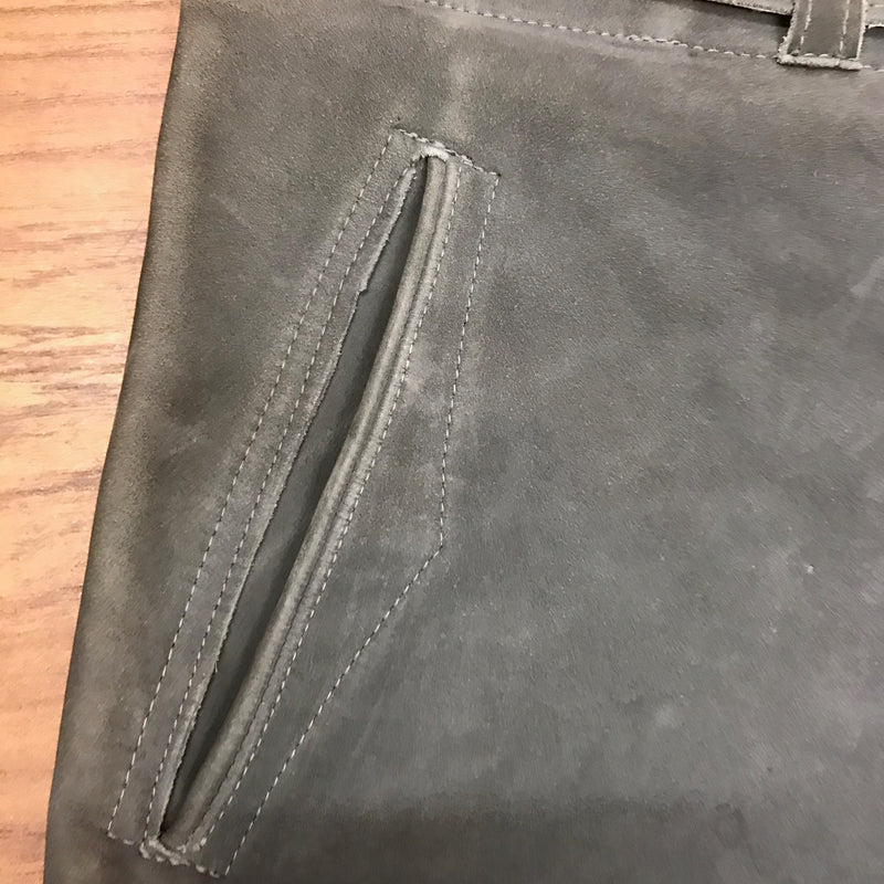 Graue Kniebundlederhose für Herren – Vintage aus den 80/90ern