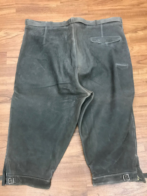 Graue Kniebundlederhose für Herren – Vintage aus den 80/90ern