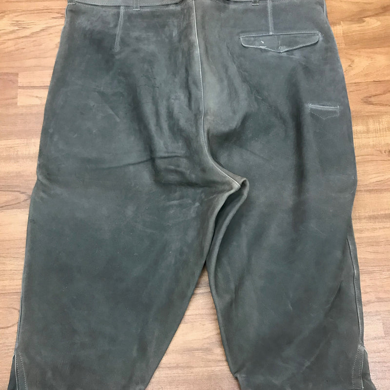 Graue Kniebundlederhose für Herren – Vintage aus den 80/90ern