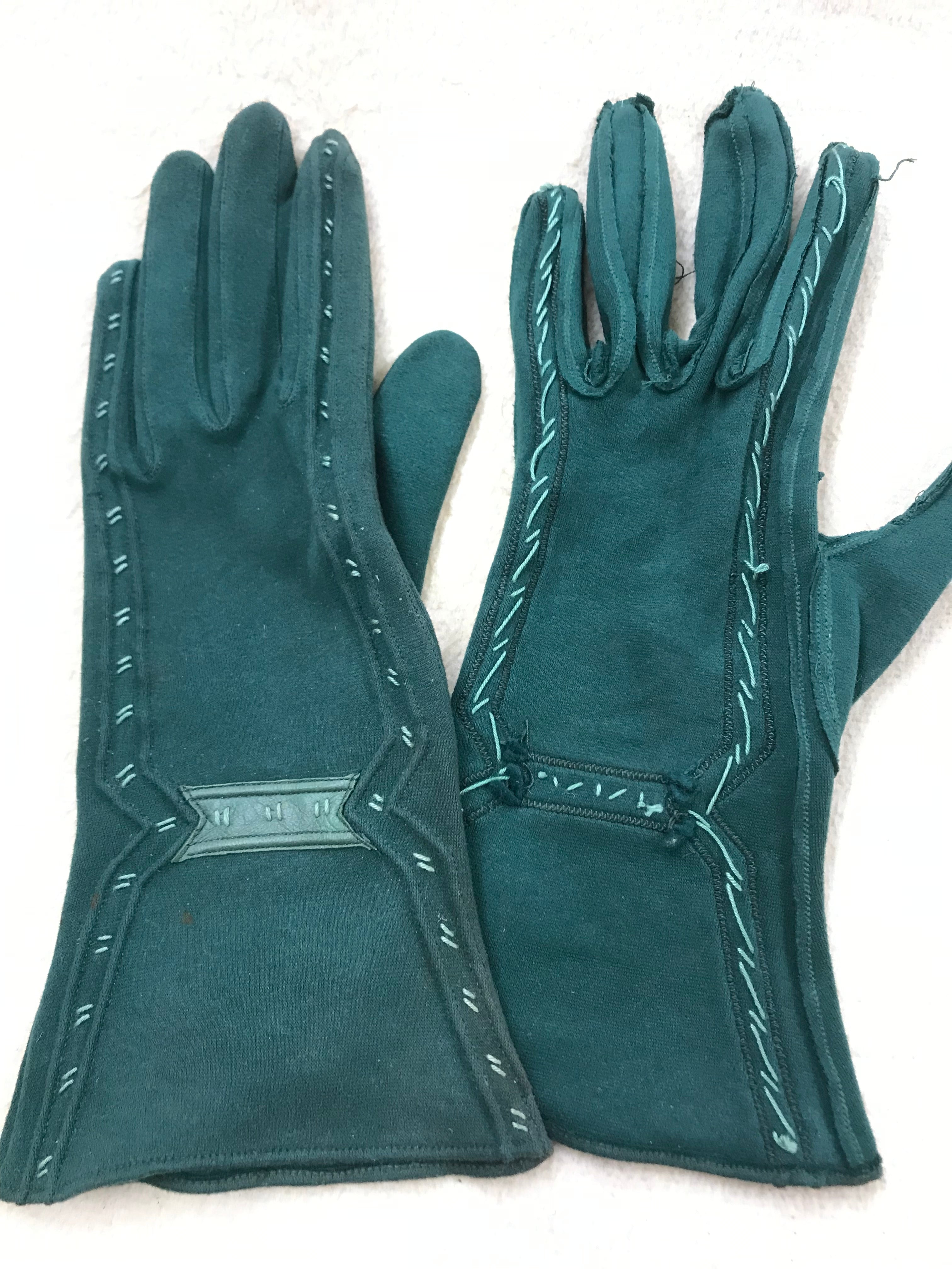 Antike Handschuhe aus den 1920er Jahren, Unikat in grün
