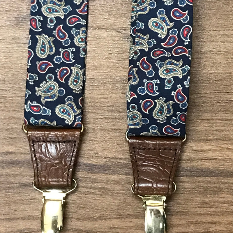 Hochwertige Hosenträger, Braces England, Y-Form im Paisley Muster