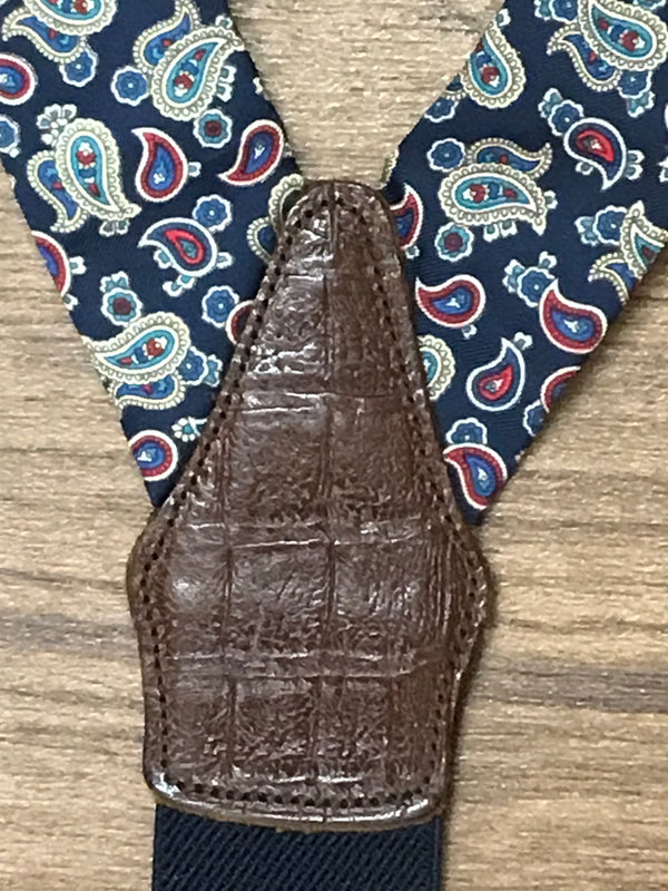 Hochwertige Hosenträger, Braces Made in England, Y-Form mit Clips im Paisley Muster