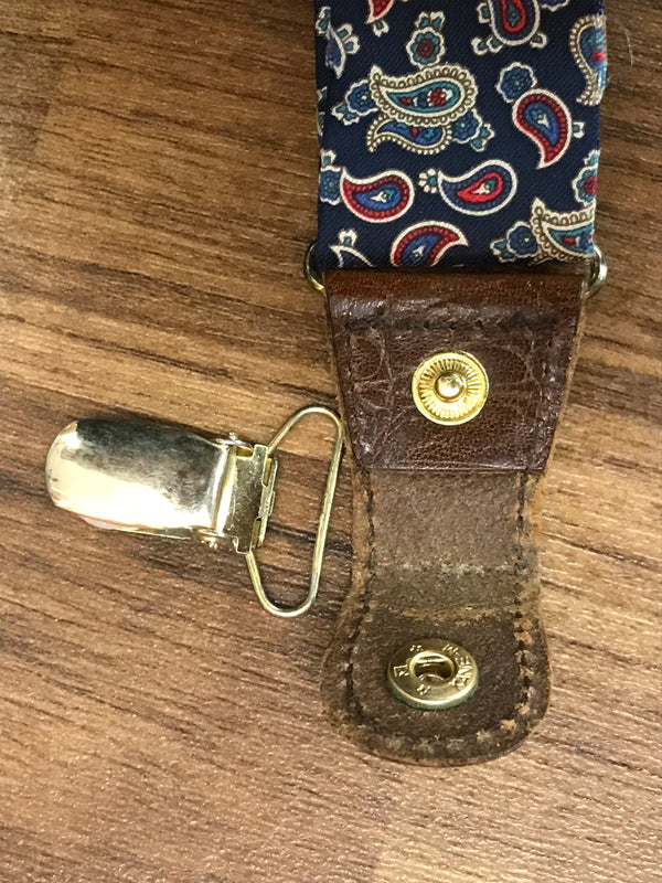 Hochwertige Hosenträger, Braces Made in England, Y-Form mit Clips im Paisley Muster