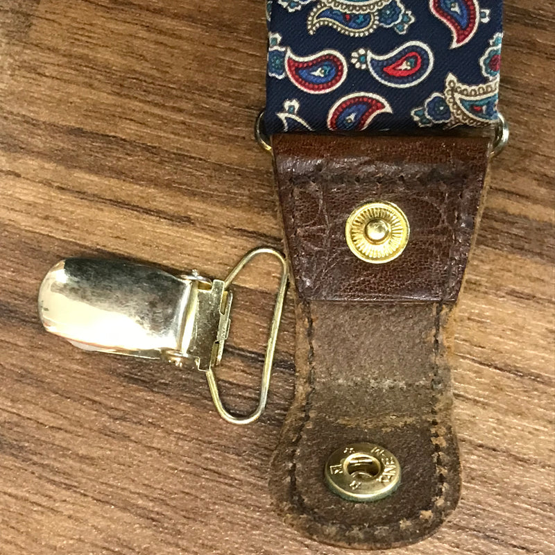 Hochwertige Hosenträger, Braces Made in England, Y-Form mit Clips im Paisley Muster