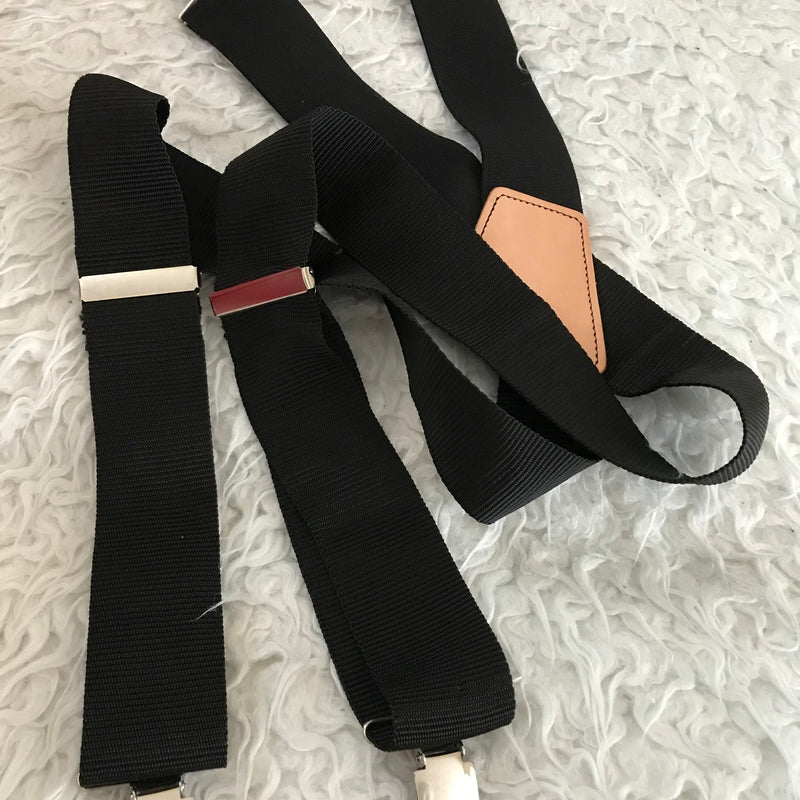 Extra breite Hosenträger in Schwarz X-Form