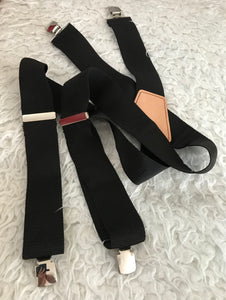Extra breite Hosenträger in Schwarz X-Form