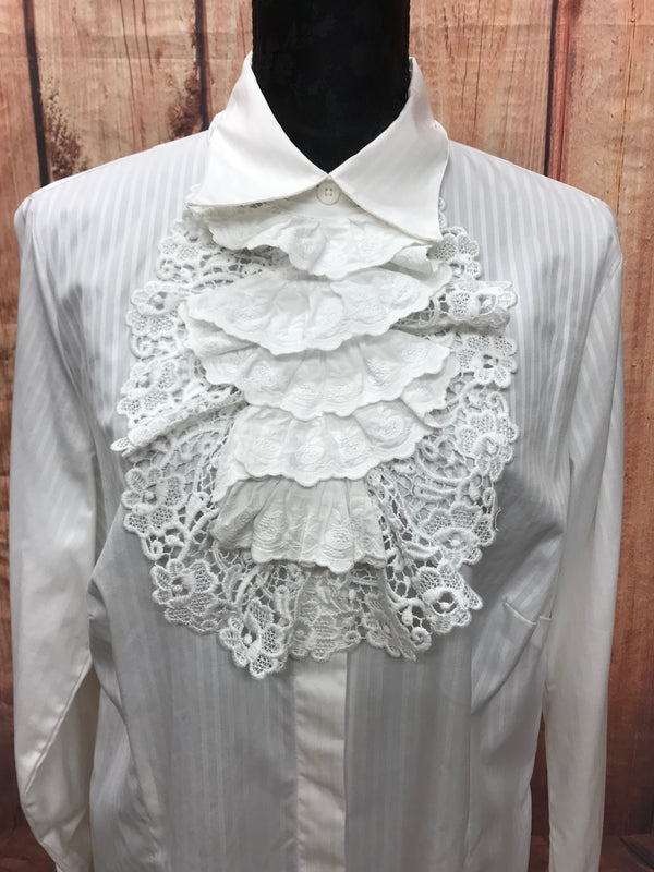 Vintage Jabot, Halsbinde, Halsrüsche aus Baumwolle